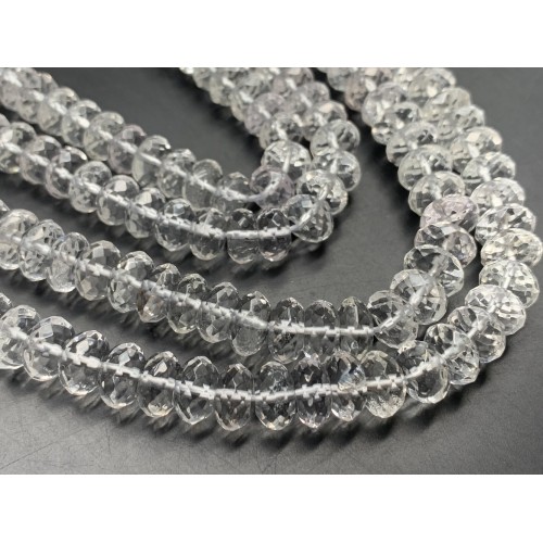 Каменные бусины, Горный Хрусталь, люкс, рондель, ювелирная огранка, 9х6 мм, длина нити 38 см