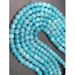 Каменные бусины, Амазонит, кубик огранка, 7,5х7,5 мм, длина нити 19 см