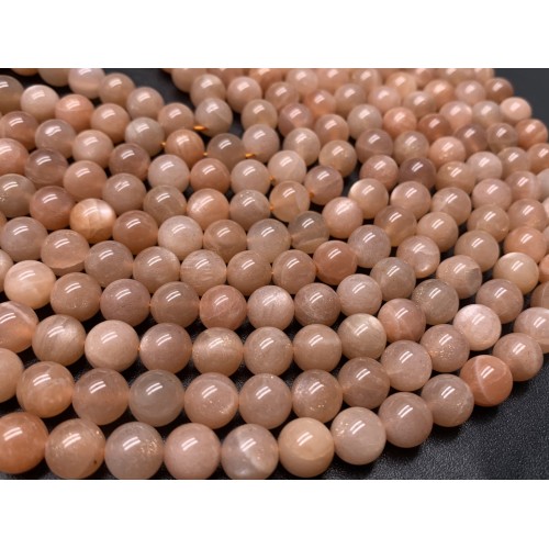 Каменные бусины, Солнечный камень (олигоклаз), шарик гладкий, 8 мм, нить 38 см