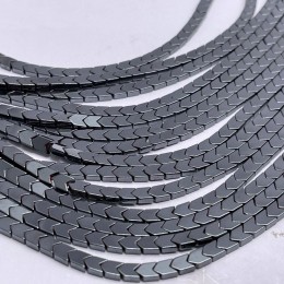 Каменные бусины, Гематит синтетический, темное серебро, размер 4х3 мм, нить 38 см