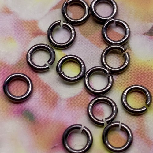 Колечки соединительные, разъёмные, латунь, цвет вороненая сталь, размер 4,8 мм, цена за 1 грамм (13 шт.)
