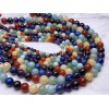 Каменные бусины, Микс камней, "7 ЧАКР", шарик гладкий, 6 мм, длина нити 38 см