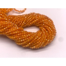 Каменные бусины, Цирконий кубический, (т.н. Циркон), светло-оранжевый кристалл, шарик огранка, 2 мм, длина нити 38 см