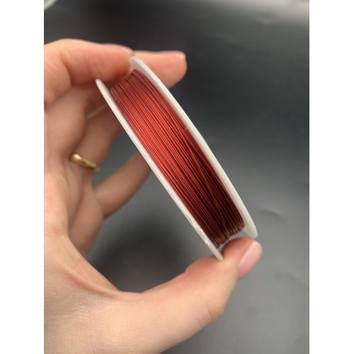 Тросик ювелирный, красный (вишнёвый), толщина 0,45 мм, 100 м/катушка