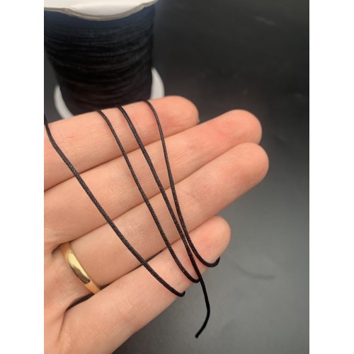 Шнур вощёный, чёрный, шамбала, размер 1,5 мм, цена за метр