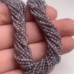 Каменные бусины, Цирконий кубический, (т.н. Циркон), винный кристалл, шарик огранка, 2 мм, длина нити 38 см