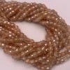 Каменные бусины, Цирконий кубический, (т.н. Циркон), бежевый кристалл, рондель, огранка, 4х3 мм, длина нити 38 см