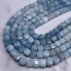 Каменные бусины, Аквамарин, Голубой Берилл, люкс, кубик, зеркальная огранка, 9х9 мм, длина нити 38 см