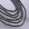 Каменные бусины, Гематит синтетический, серебро, квадратные вставки, размер 4х1 мм, нить 38 см