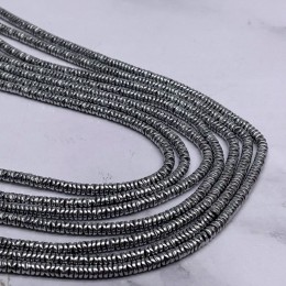 Каменные бусины, Гематит синтетический, серебро, размер 4х1 мм, длина нити 38 см