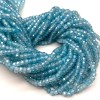 Каменные бусины, Цирконий кубический, (т.н. Циркон), голубой кристалл, люкс, рондель, огранка, 3х2 мм, длина нити 38 см
