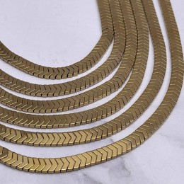 Каменные бусины, Гематит синтетический, стрелка, золото, размер 6х2 мм, нить 38 см