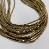 Каменные бусины, Гематит синтетический, золото, ювелирная огранка, кубик 1х1 мм, нить 38 см