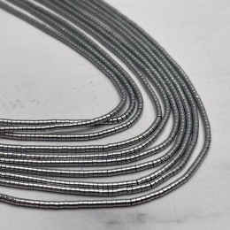 Каменные бусины, Гематит синтетический, серебро, шайба, размер 1х1 мм, нить 38 см