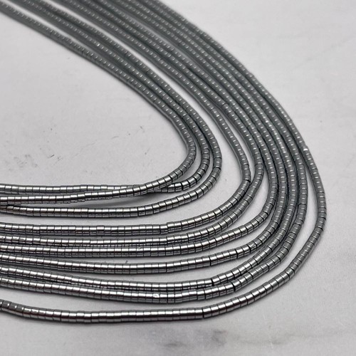 Каменные бусины, Гематит синтетический, серебро, шайба, размер 1х1 мм, нить 38 см