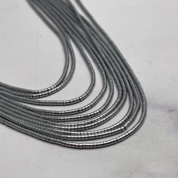 Каменные бусины, Гематит синтетический, серебро, шайба, размер 1х1 мм, нить 38 см