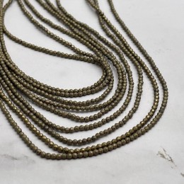 Каменные бусины, Гематит синтетический, золото, матовый, шарик огранка, размер 2 мм, нить 38 см