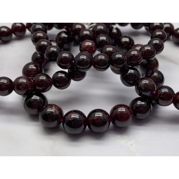 Каменные бусины, Гранат, люкс, шарик гладкий, 8 мм, браслет, 22 бусины, длина нити 19 см