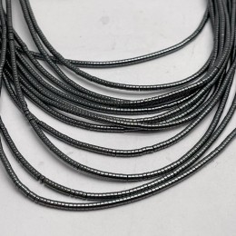 Каменные бусины, Гематит синтетический, темное серебро, шайба, размер 2х1 мм, нить 38 см