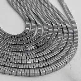 Каменные бусины, Гематит синтетический, серебро, квадрат, размер 4х2 мм, нить 38 см