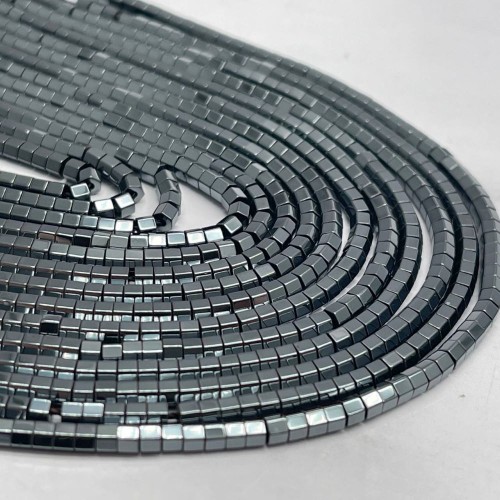 Каменные бусины, Гематит синтетический, темное серебро, шайба, размер 3х2 мм, нить 38 см