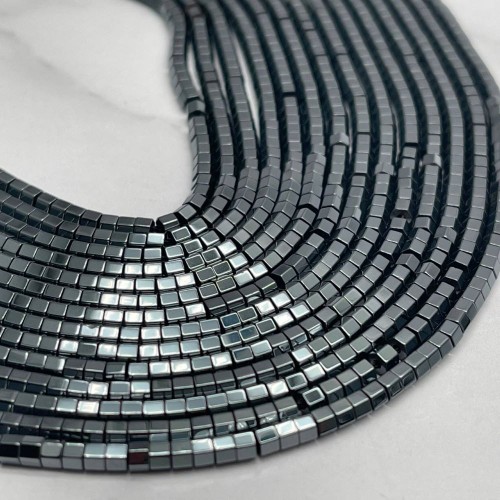 Каменные бусины, Гематит синтетический, темное серебро, шайба, размер 3х2 мм, нить 38 см