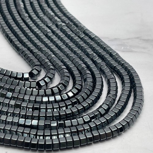 Каменные бусины, Гематит синтетический, темное серебро, шайба, размер 6х3 мм, нить 40 см