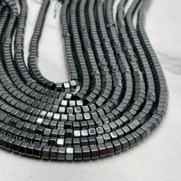 Каменные бусины, Гематит синтетический, темное серебро, шайба, размер 6х3 мм, нить 40 см