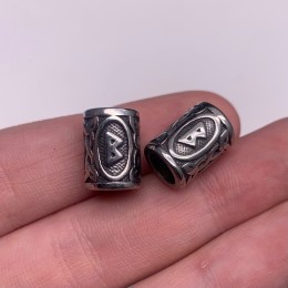 Бусина, Руны БЕРКАНА, (Руна Плодородие, сексуальность, материнство и возрождение), нержавеющая сталь, с чернением, размер 14х10 мм, цена за 1 шт