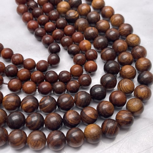 Деревянные бусины, каштановый, шарик, 9,8-10 мм, длина нити 38 см