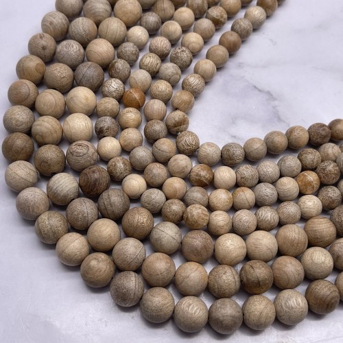 Деревянные бусины, песочный, шарик, 10 мм, длина нити 38 см
