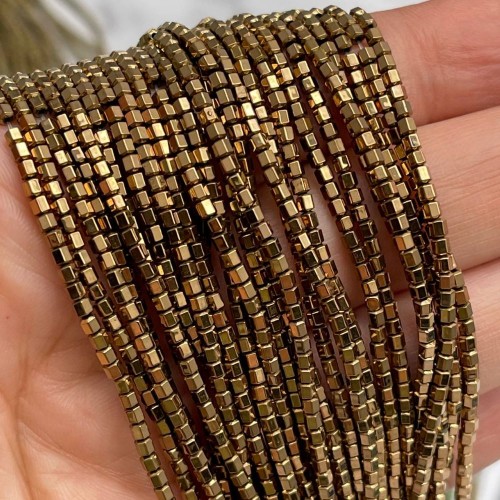 Каменные бусины, Гематит синтетический, коричневый, шайба, размер 2х2 мм, нить 38 см