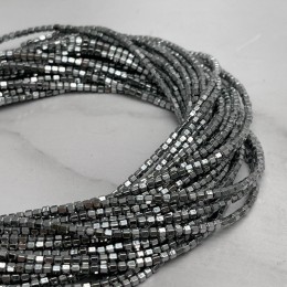 Каменные бусины, Гематит синтетический, серебро, шайба, размер 2х2 мм, нить 38 см