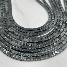 Каменные бусины, Гематит синтетический, стрелка, темное серебро, размер 3х1 мм, нить 38 см