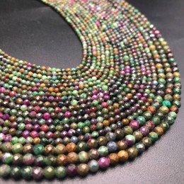 Каменные бусины, Андалузит, с включениями Рубина (корунд), шарик, ювелирная огранка, 3 мм, длина нити 38 см