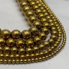 Каменные бусины, Гематит синтетический, золото, шарик гладкий, размер 6 мм, нить 38 см