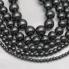 Каменные бусины, Гематит синтетический, темное серебро, шарик гладкий, размер 6 мм, нить 40 см