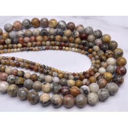 Каменные бусины, Агат кружевной, (Crazy Agate), шарик гладкий, 10-10,5 мм, длина нити 38 см