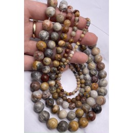Каменные бусины, Агат кружевной, (Crazy Agate), шарик гладкий, 4-4,5 мм, длина нити 38 см