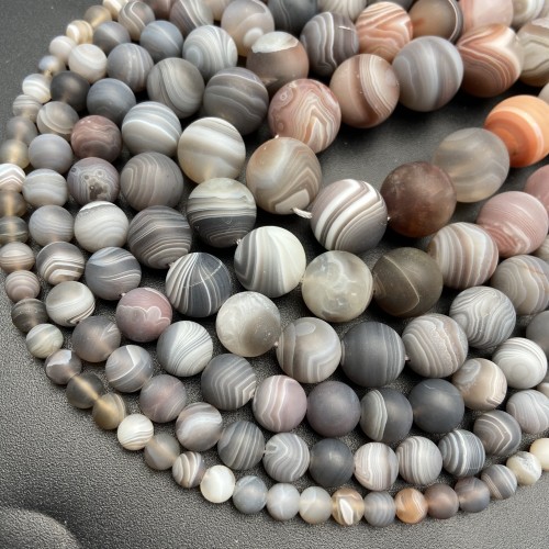 Каменные бусины, Агат Ботсвана, матовый, шарик гладкий, 14 мм, длина нити 19 см