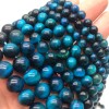 Каменные бусины, Тигровый глаз, тонированный, голубой, шарик гладкий, 6 мм, длина нити 38 см