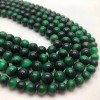 Каменные бусины, Тигровый глаз, тонированный, зелёный, шарик гладкий, 10 мм, длина нити 38 см