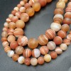 Каменные бусины, Агат Ботсвана, матовый, персиковый, шарик гладкий, 6 мм, длина нити 38 см