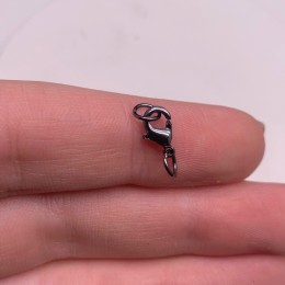 Карабин, замочек, вороненая сталь, 9 мм, с соединительным колечком, цена за 1 шт