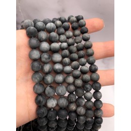 Каменные бусины, Хризоберилл, Кошачий глаз, серый, матовый, шарик гладкий, 10 мм, длина нити 38 см