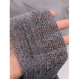 Каменные бусины, Топаз, серый, лабораторный, шарик, огранка, 2,7 мм, длина нити 38 см