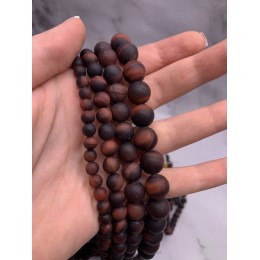 Каменные бусины, Бычий глаз, матовый, шарик гладкий, 8 мм, длина нити 38 см