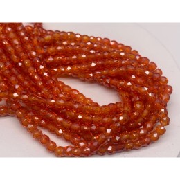 Каменные бусины, Цирконий кубический, (т.н. Циркон), ярко-оранжевый кристалл, рондель, огранка, 4х3 мм, длина нити 38 см