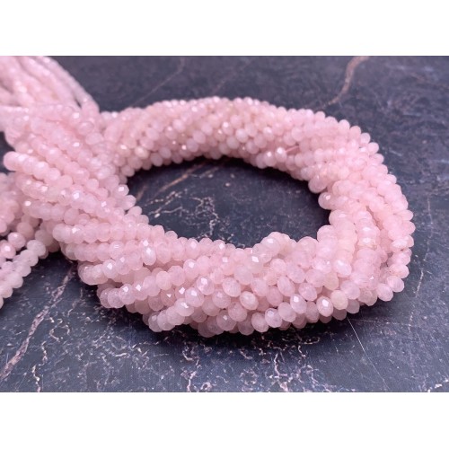 Каменные бусины, Морганит, розовый Берилл, воробьевит, рондель огранка, 4х2,5 мм, длина нити 38 см