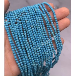 Каменные бусины, Говлит, тонированный, ярко голубой, шарик гладкий, 3 мм, длина нити 38 см